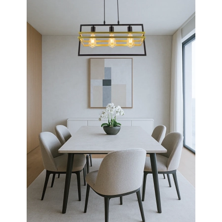 Lampa wisząca metalowa czarno-złota 3-punktowa 4113/3 z serii NOLAN - Lampy Elem